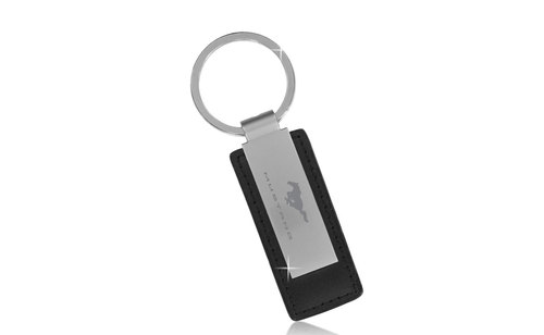 (image for) MUSTANG BLOCK - BLACK LEATHER RECTANGULAR KEY CHAIN - Click Image to Close