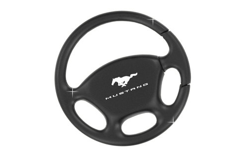 (image for) MUSTANG BLOCK - BLACK PLATED STEERING WHEEL KEY CHAIN - Click Image to Close