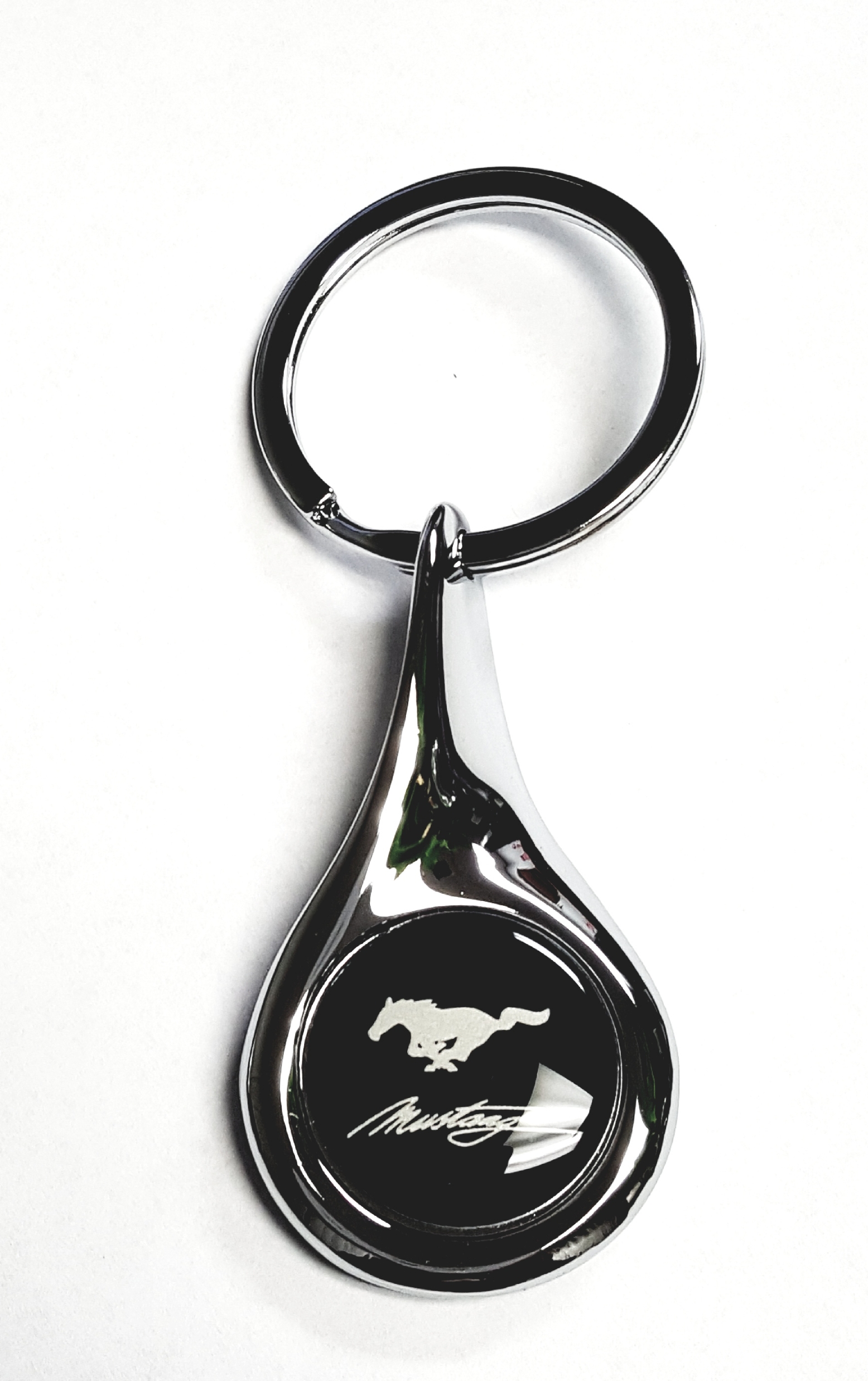 (image for) MUSTANG SCRIPT - WATER DROP SHAPE KEY CHAIN - DOME INSERT - Click Image to Close