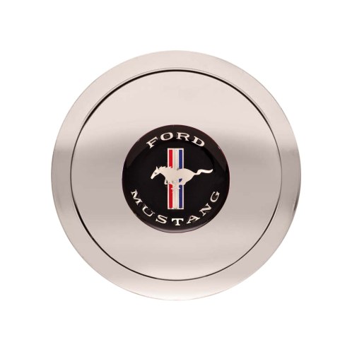 (image for) GT9 HORN BUTTON, SMALL MUSTANG LOGO, COLORED, POLISHED - Click Image to Close
