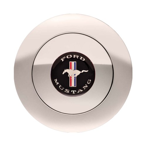 (image for) GT9 HORN BUTTON, LARGE MUSTANG LOGO, COLORED, POLISHED - Click Image to Close