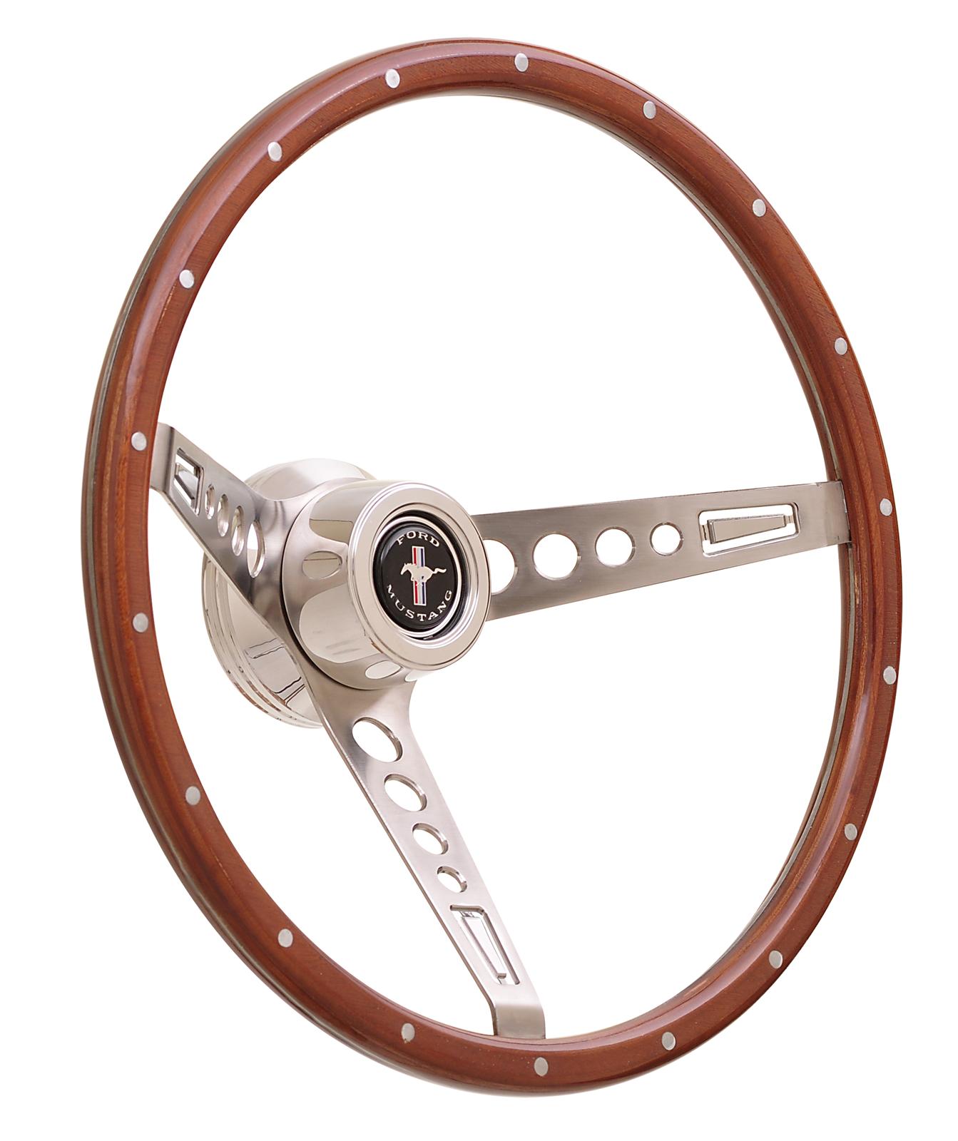 (image for) GT3 RETRO MUSTANG STEERING WHEEL - 15" - WALNUT WOOD STYLE WITH - Click Image to Close