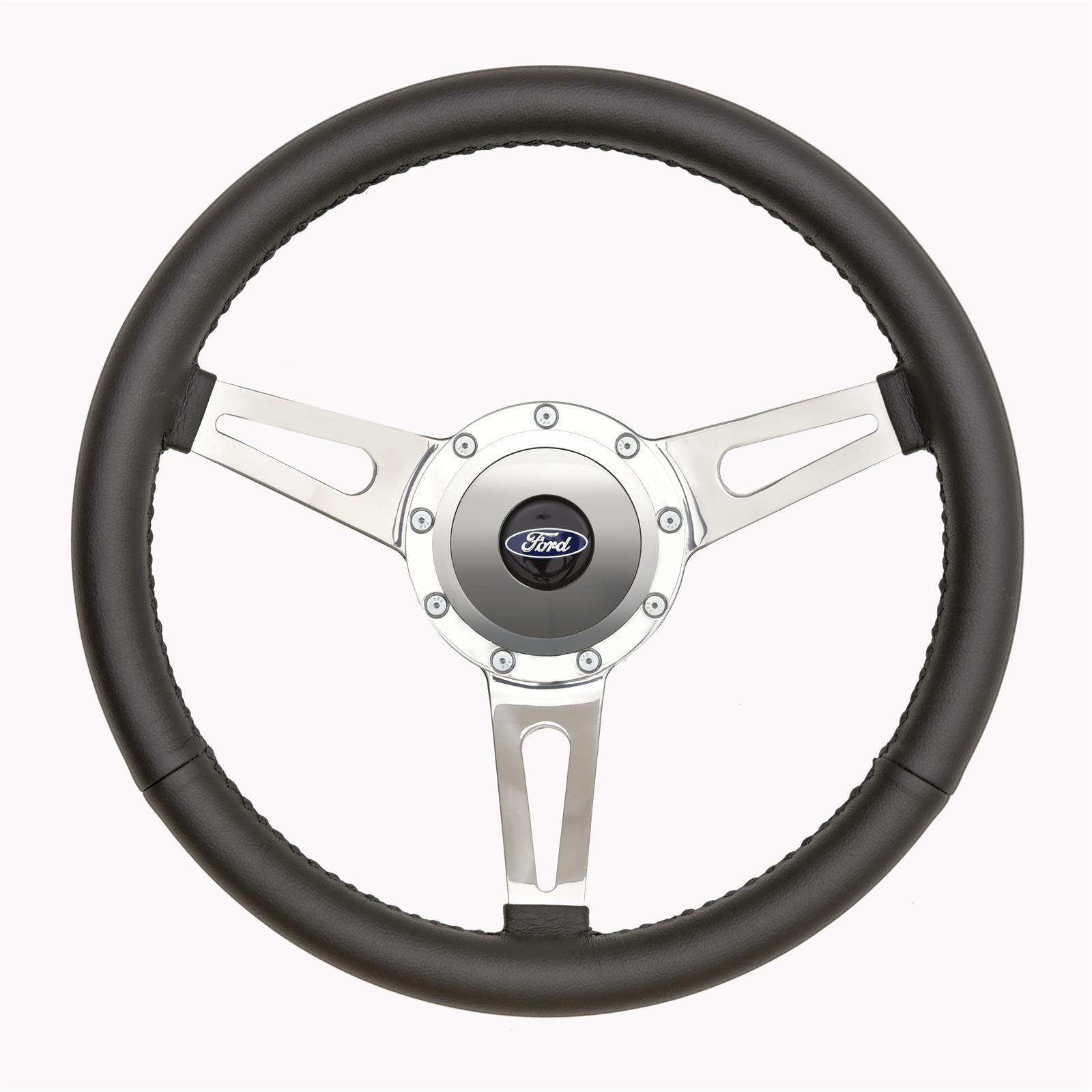 (image for) GT9 RETRO STEERING WHEEL, COBRA STYLE, BLACK LEATHER - Click Image to Close