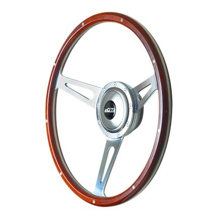 (image for) GT9 RETRO STEERING WHEEL, 15", 1 3/4" DISH, WALNUT WOOD STYLE CO - Click Image to Close