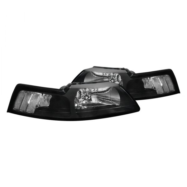 (image for) 99-04 MUSTANG EURO BLACK HEADLIGHTS - Click Image to Close