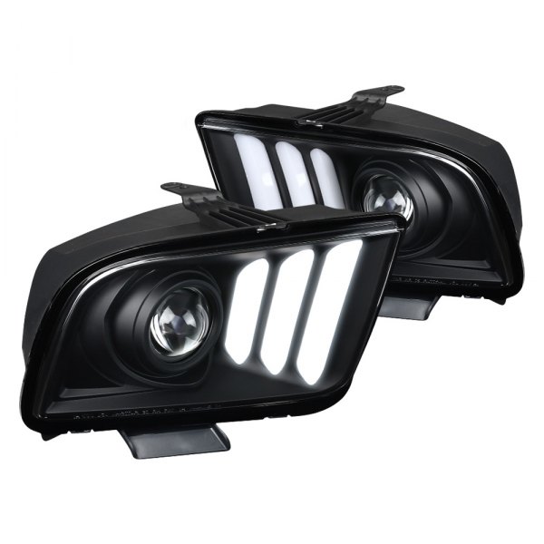 (image for) 05-09 LIGHT BAR PROJECTOR HEADLIGHTS - GLOSSY BLACK HOUSING LIGH - Click Image to Close