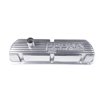 (image for) SMALL BLOCK COBRA VALVE COVERS - SOLID LETTERS, POLISHED - Click Image to Close