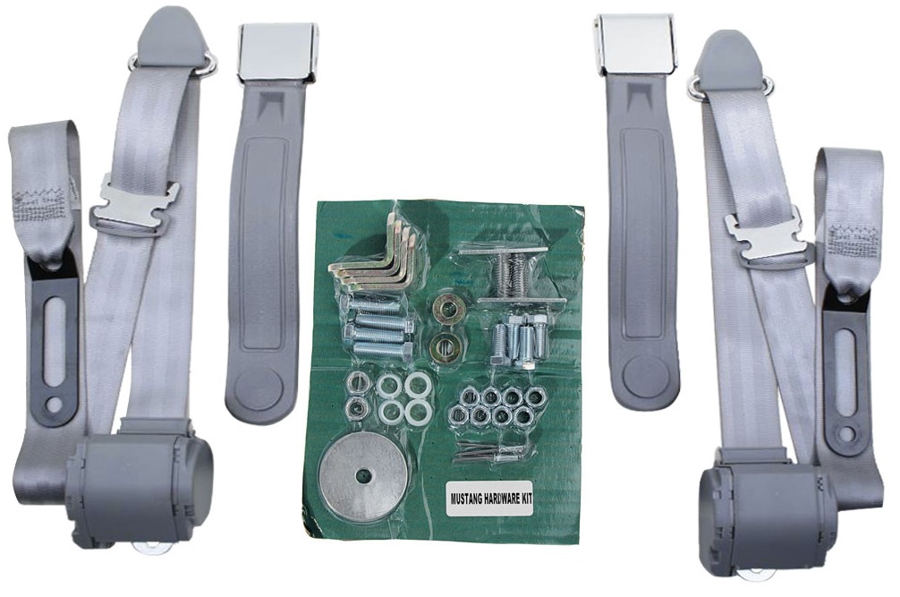 (image for) 116" 3 POINT CHROME LIFT LATCH FRONT SEAT BELT KIT - DARK BLUE - Click Image to Close