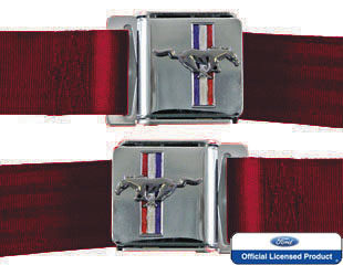 (image for) 60" CHROME LIFT LATCH WITH EMBLEM SEAT BELT - DARK RED - Click Image to Close