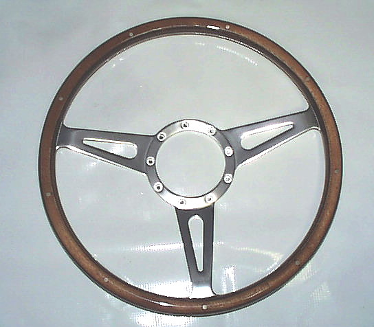 (image for) LECARRA STYLE 15" WOOD STEERING WHEEL - REPRODUCTION - Click Image to Close